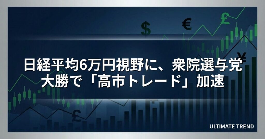 日経平均6万円視野に、衆院選与党大勝で「高市トレード」加速