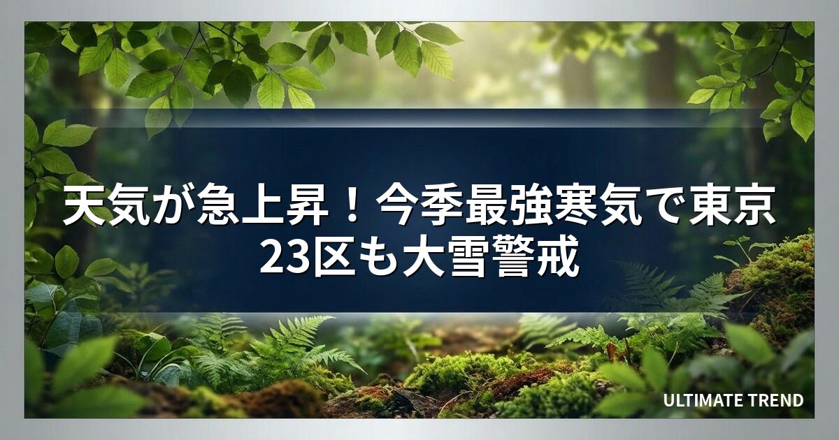 天気が急上昇!今季最強寒気で東京23区も大雪警戒