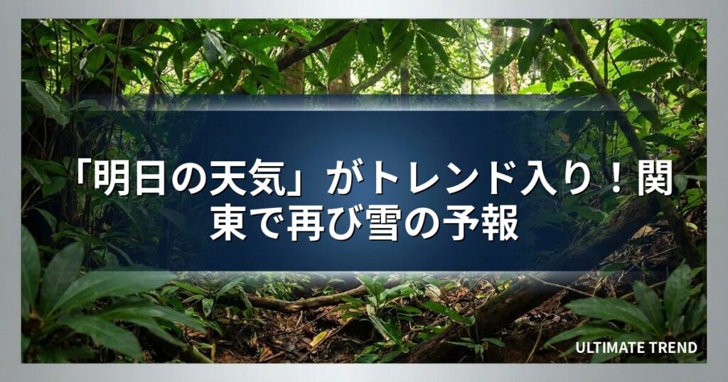「明日の天気」がトレンド入り！関東で再び雪の予報
