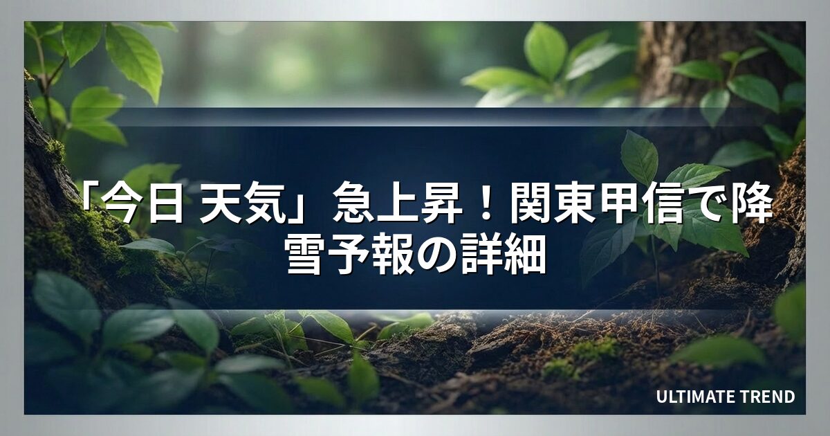 「今日 天気」急上昇！関東甲信で降雪予報の詳細