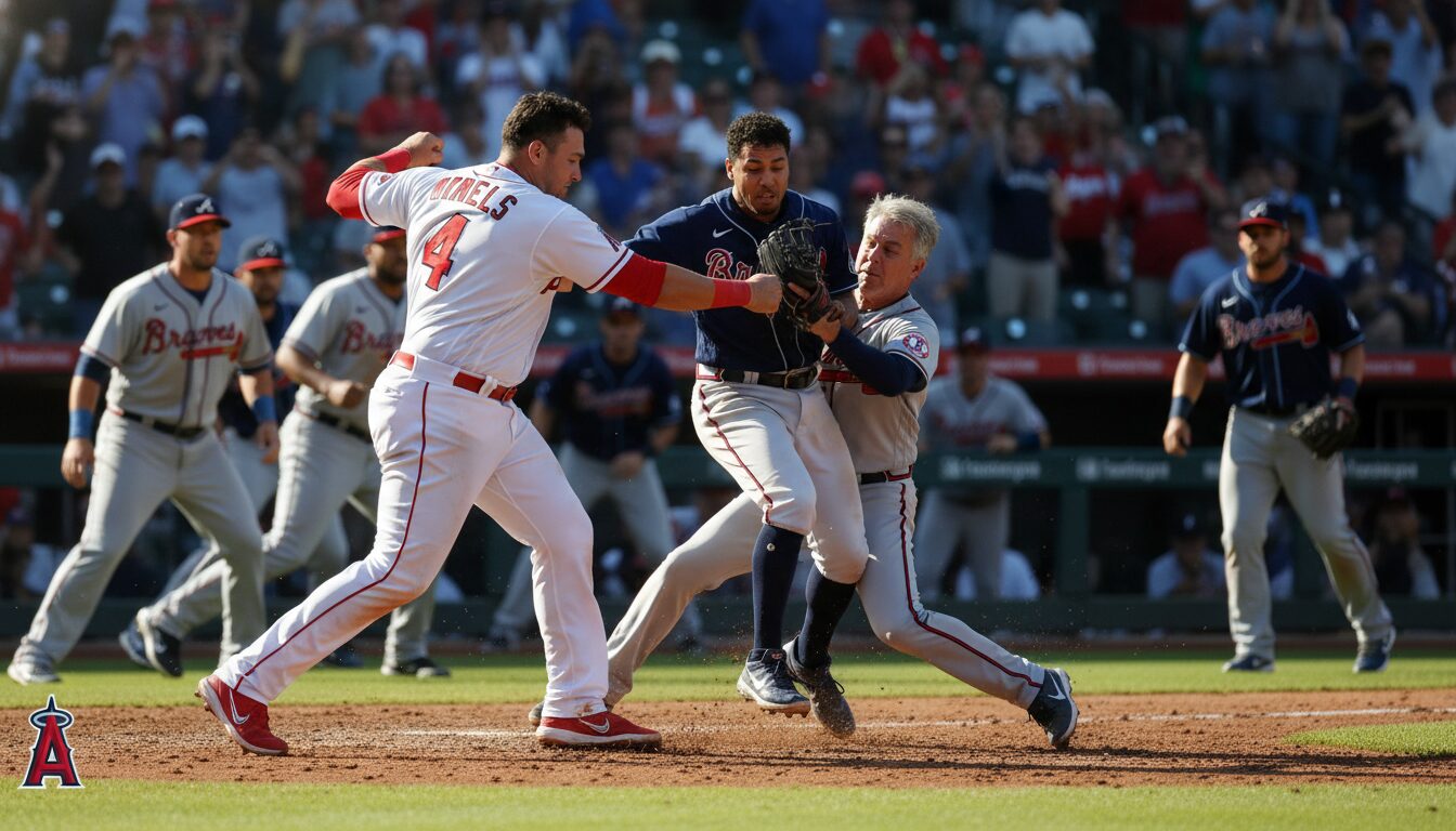 【MLB】エンゼルス対ブレーブスで大乱闘！62歳監督タックルも