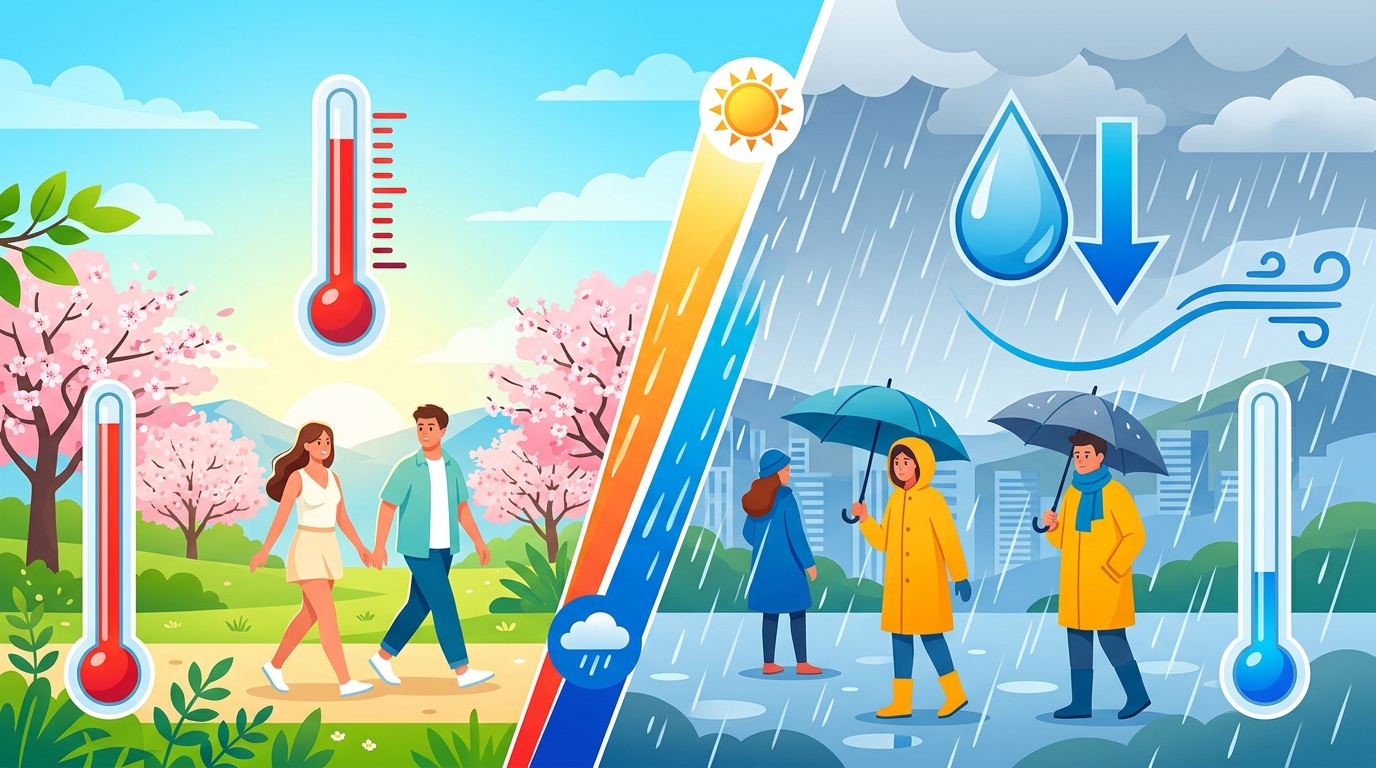 【急変】明日の天気が話題|夏日一転、広範囲で雨と気温急降下